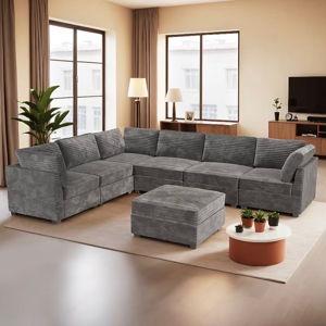 Ovios 130.7-in W Modern Gray Sectional
