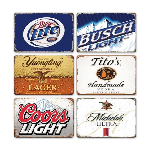 6pcs Metal Beer Tin Signs Vintage, Man Cave Garage Signs for Men, Bundle Bar Signs for Home Bar Wall, Mancave, Garage, Shop and Basement Wall Art Decor Gift, 8 x 12 inch (03)