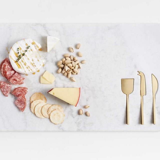 Crate & Barrel - Octavia Large Marble Board with Cheese Knives