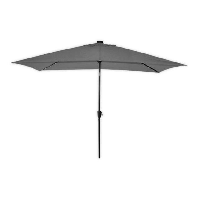 Destination Summer 11-Foot Rectangular Aluminum Solar Patio Umbrella in Charcoal