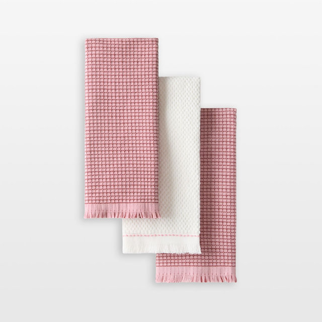 KitchenAid Gourmet Series Dried Rose Gridlines 3-Pack Kitchen Towel Set