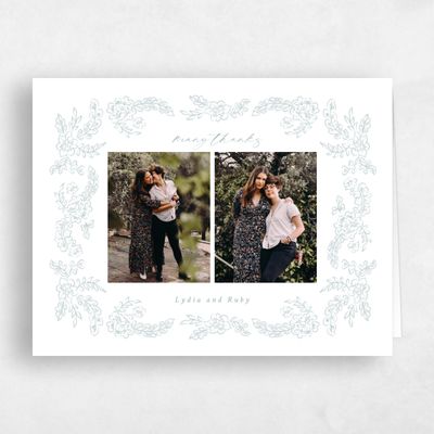 Soft Teal, White Wedding Thank You - Petalo Multiphoto