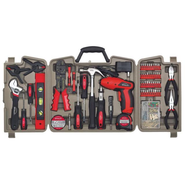 Apollo Tools 161pc DT0739 Household Tool Kit with Rechargeable Lithium-Ion Cordless Screwdriver