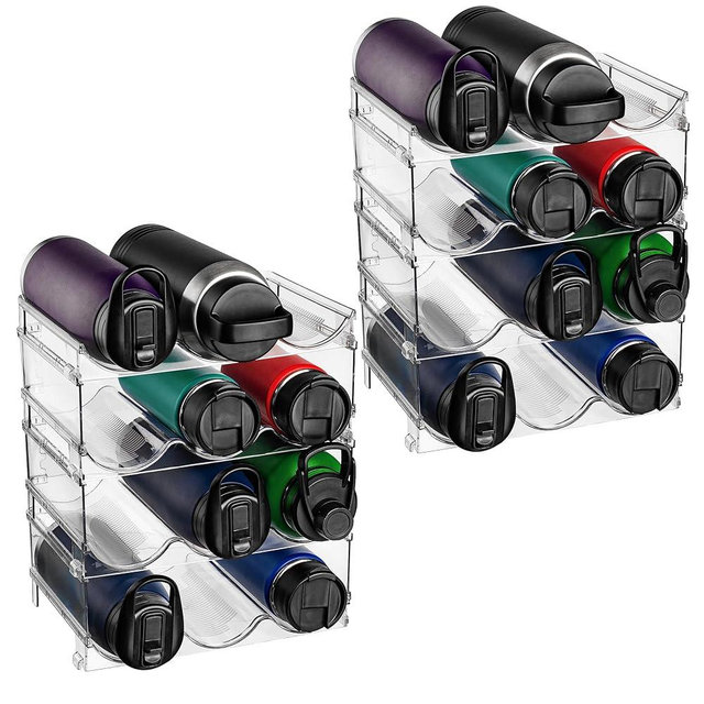 ClearSpace Water Bottle Organizer for Cabinet – Stackable Water Bottle Holder for Cabinet or Wine Rack for Home Organization Storage – Drink Organizer for Fridge, Kitchen Organization, 8 Pack
