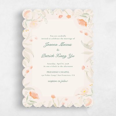 Beige Scalloped Wedding Invitation - Blysse Portrait