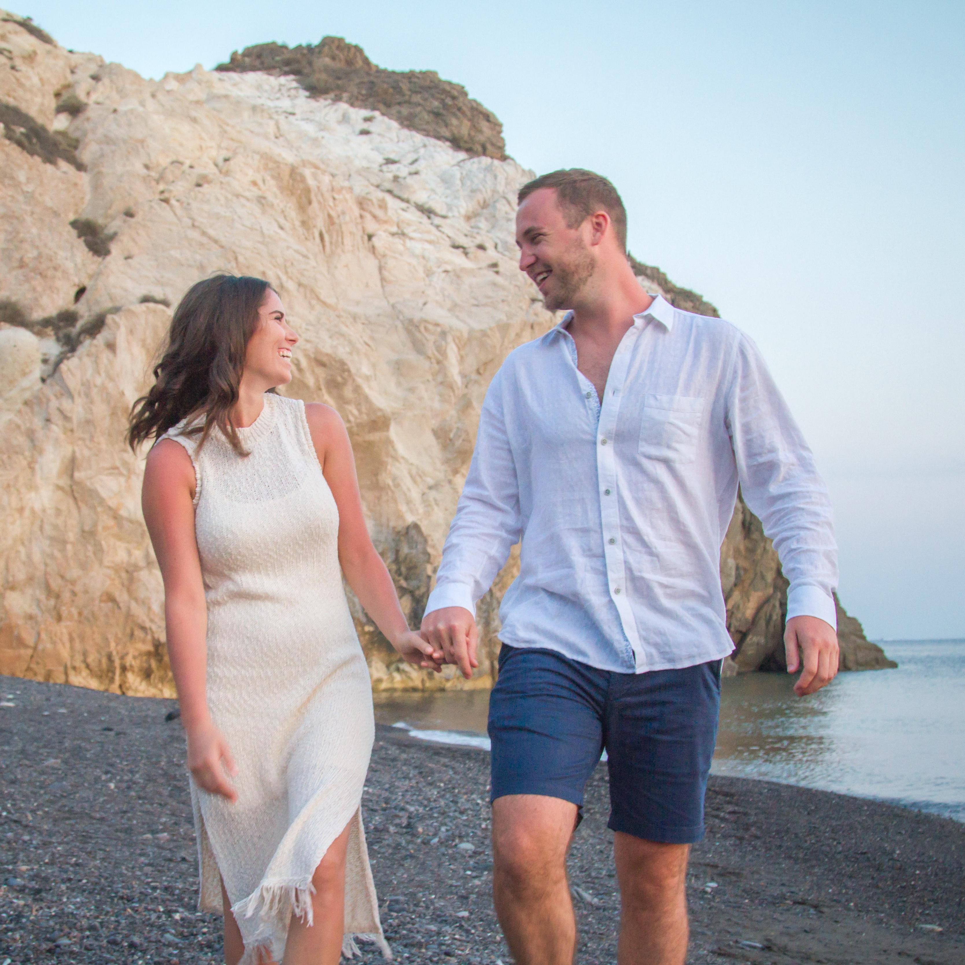 Beach in Santorini, Greece, where Jack proposed.