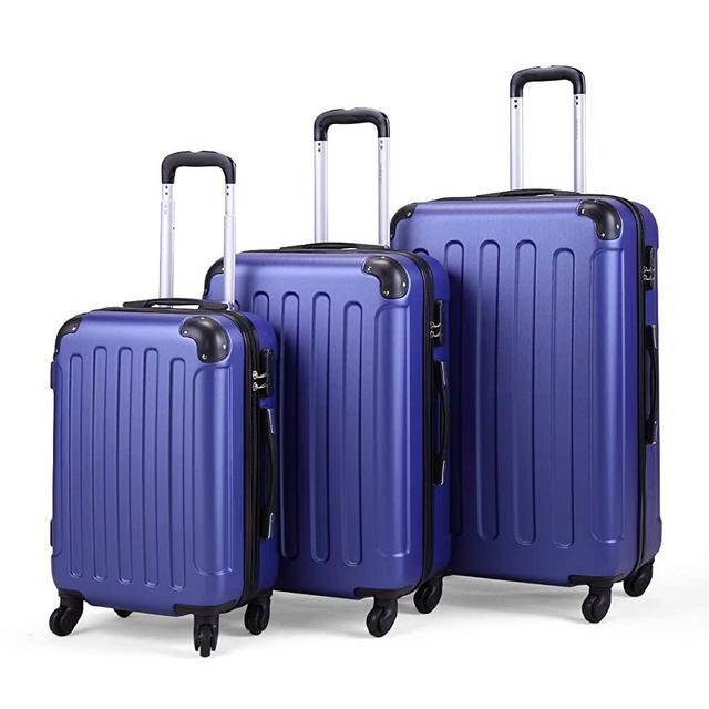 JAXPETY 3 Pcs Luggage Set Coded Lock Travel Set Bag ABS+PC Trolley Suitcase with Spinner Wheels, 20” 24” 28”, Deep Blue