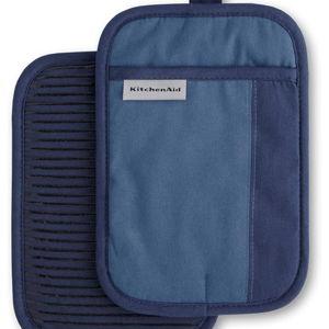 KitchenAid Beacon Two-Tone Non-Slip Pot Holder Set, Navy/Ink, 7"x10", 2 Piece
