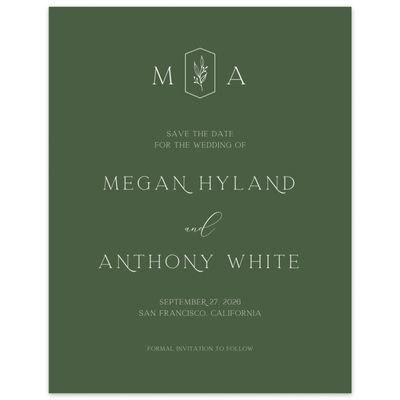 Dark Olive, Green Wedding Digital Save the Date - Eldridge Portrait
