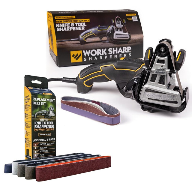 Work Sharp Ken Onion Knife and Tool Sharpener with replacement belts, 7 Speed Motor Control with LED Display