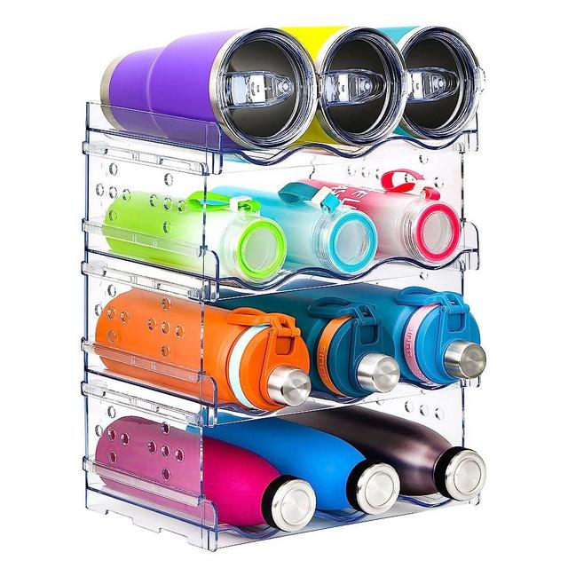 Water Bottle Organizer - Water Bottle Holder for Cabinet - Water Bottle Organizer for Cabinet – 4 Packs Water Bottle Storage Rack - Water Bottle Storage Organizer - Stackable Water Bottle Storage Rack