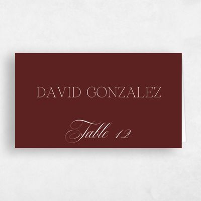 Maroon, Red Wedding Place Card - Hunter