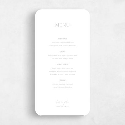Grey Rounded Wedding Menu - Bayway Letterpress