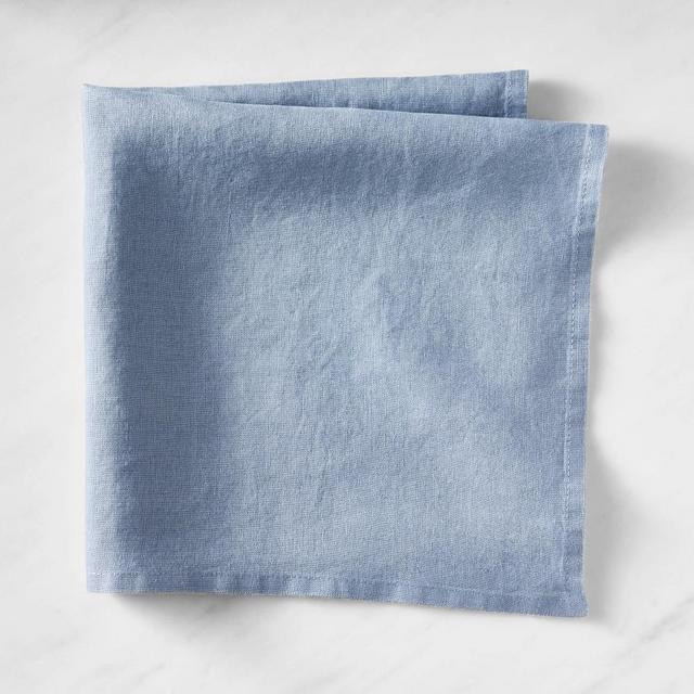 Italian Washed Linen Napkins, Set of 4, Dusty Blue