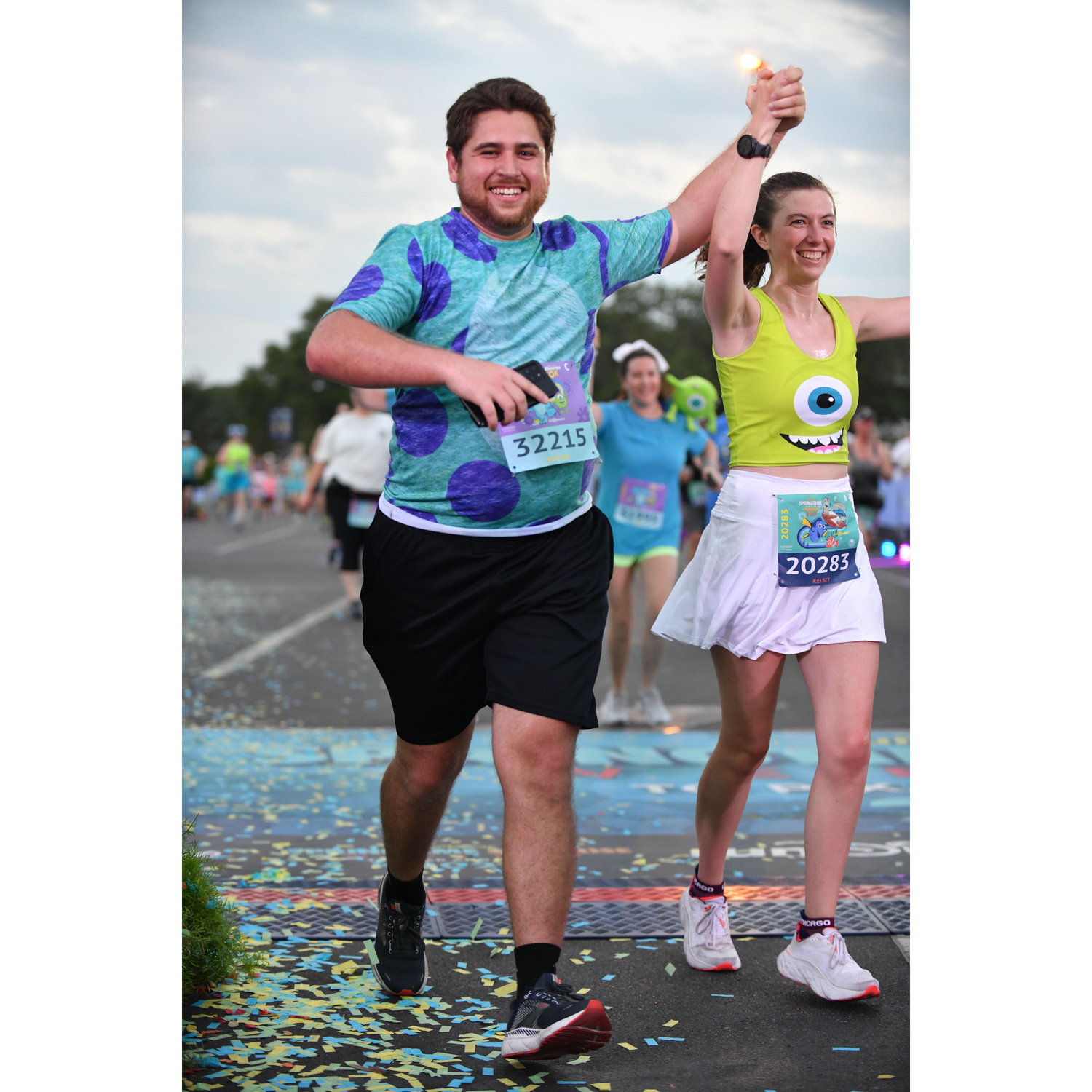 EJ's first 10k through the Disney Parks, the race was Monsters Inc themed so of course we went as Mike and Sully