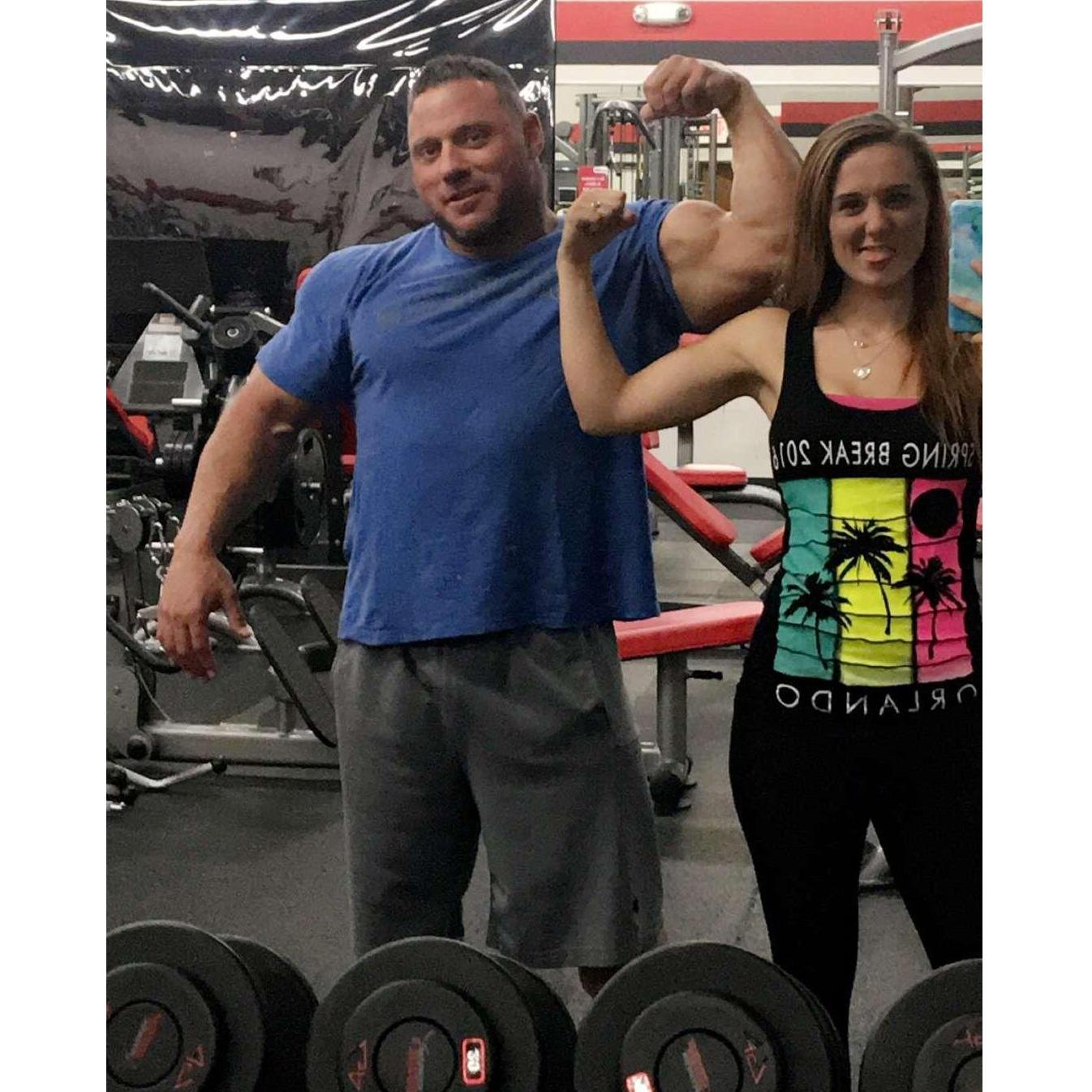 This is our first picture together. This is also the first time we went to the gym and worked out together. Who has the bigger muscles? :D - circa 2016