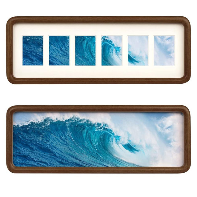 Hans 4"x12" Frames Collage Photo Frame Single Mat with Six 1.5x2.5 Openings and Satin Solid Frame Horizontal or Vertical(6 Openings)