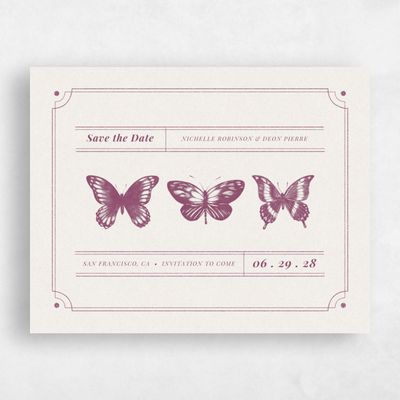 Deep Magenta, Pink Wedding Save the Date - Chetumal Wings