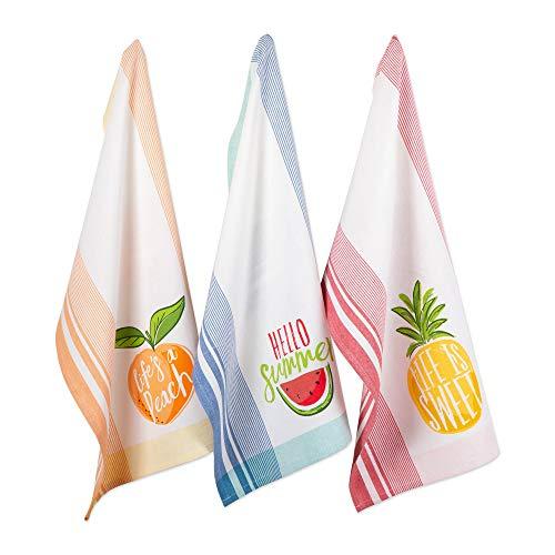 DII CAMZ11120 Cotton Summer Dish, Decorative Oversized Towels, Perfect for Every Day Home Kitchen, Holidays and Housewarming Gifts, Hello Dishtowel S/3