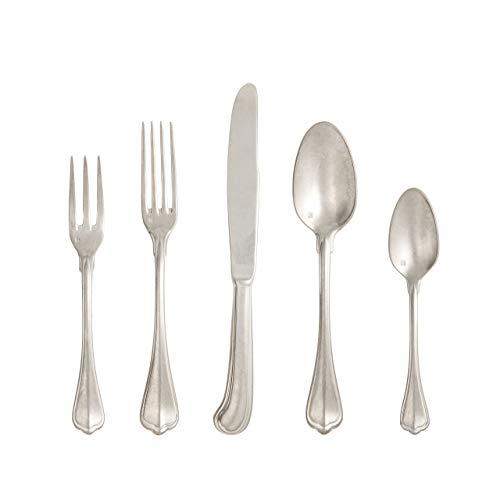 Fortessa 5PPS-190T-20PC San Marco Flatware 20 Piece Place Setting, Antique Silver