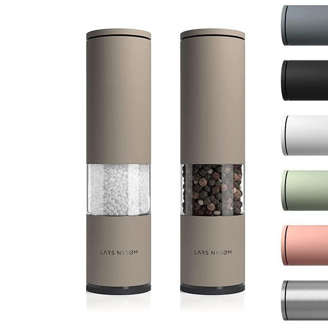 LARS NYSØM Salt and Pepper Mill Set of 2 Manual with Adjustable Ceramic Grinder from Coarse to Fine I Designer Spice Mill Set