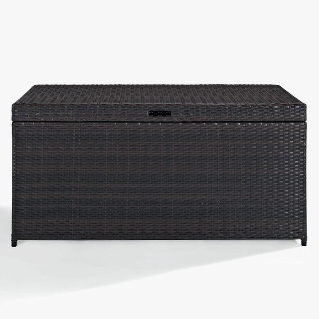 Benson Outdoor Wicker Pool Storage Bin, Brown, 52"W X 25"H