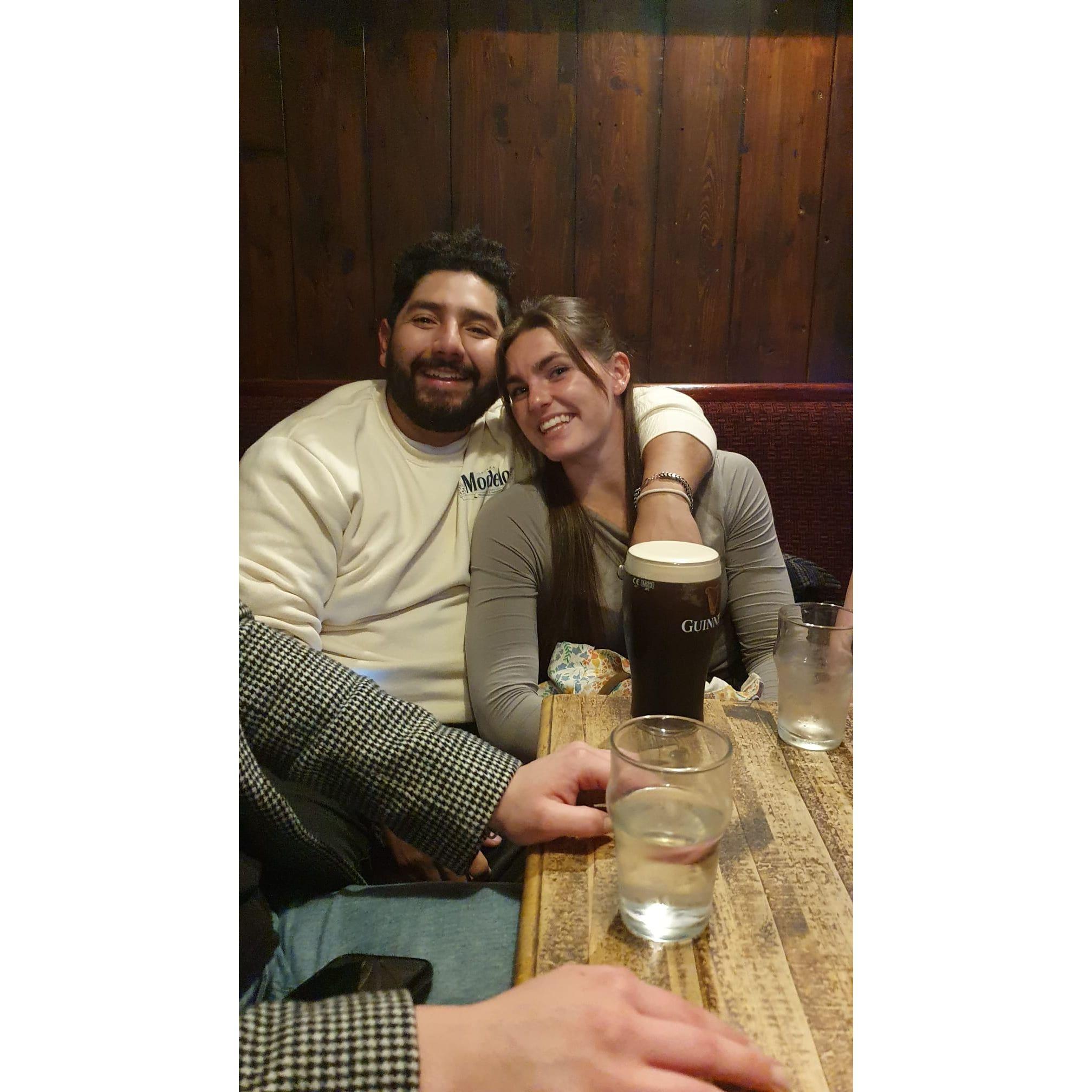 Our first pub together in Ireland where we danced to live music