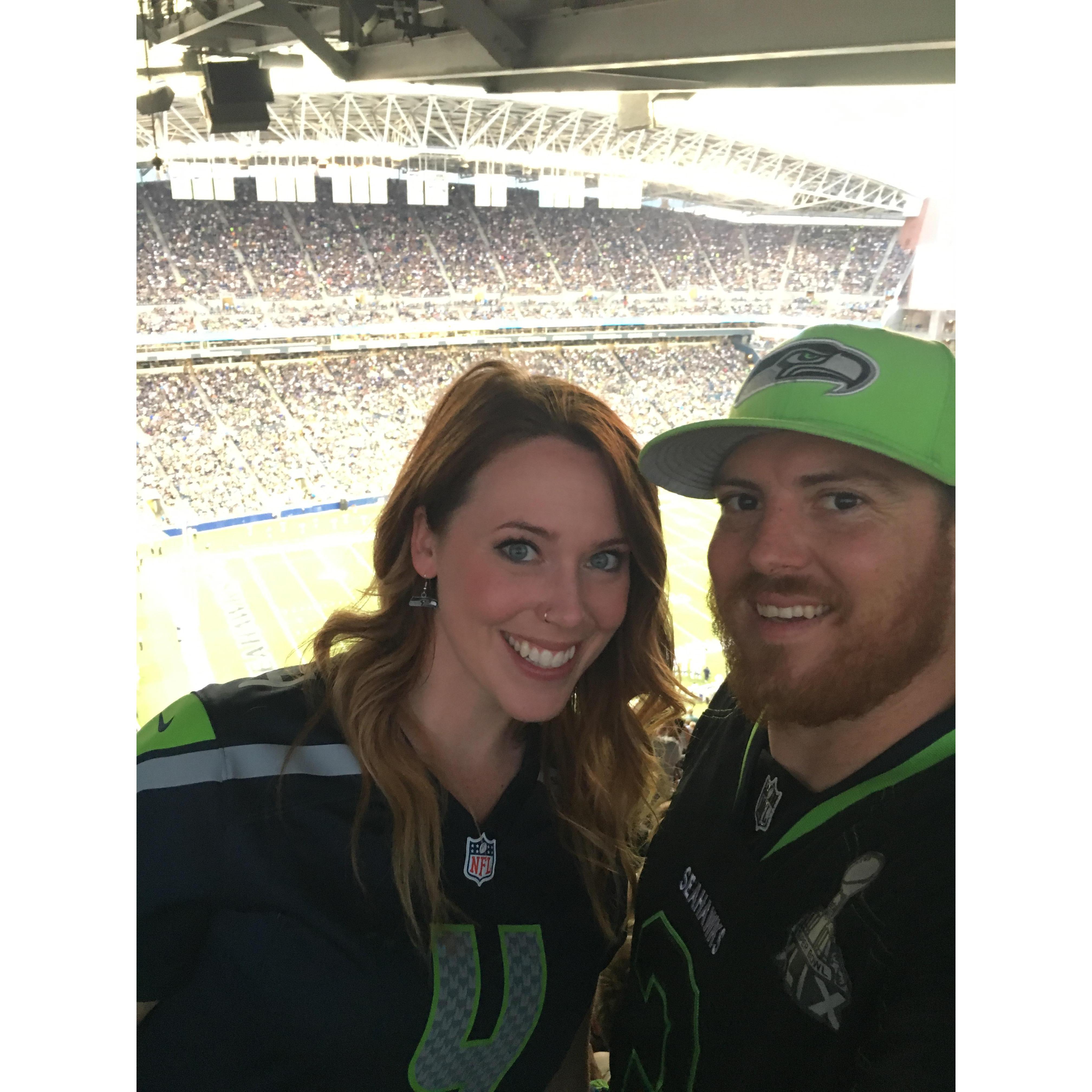 Watching the Seahawks at Century Link Field. One of many things we enjoy to do together. Go Hawks!