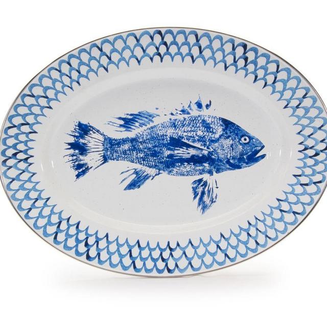 Golden Rabbit Pescado Enamel Oval Serving Platter