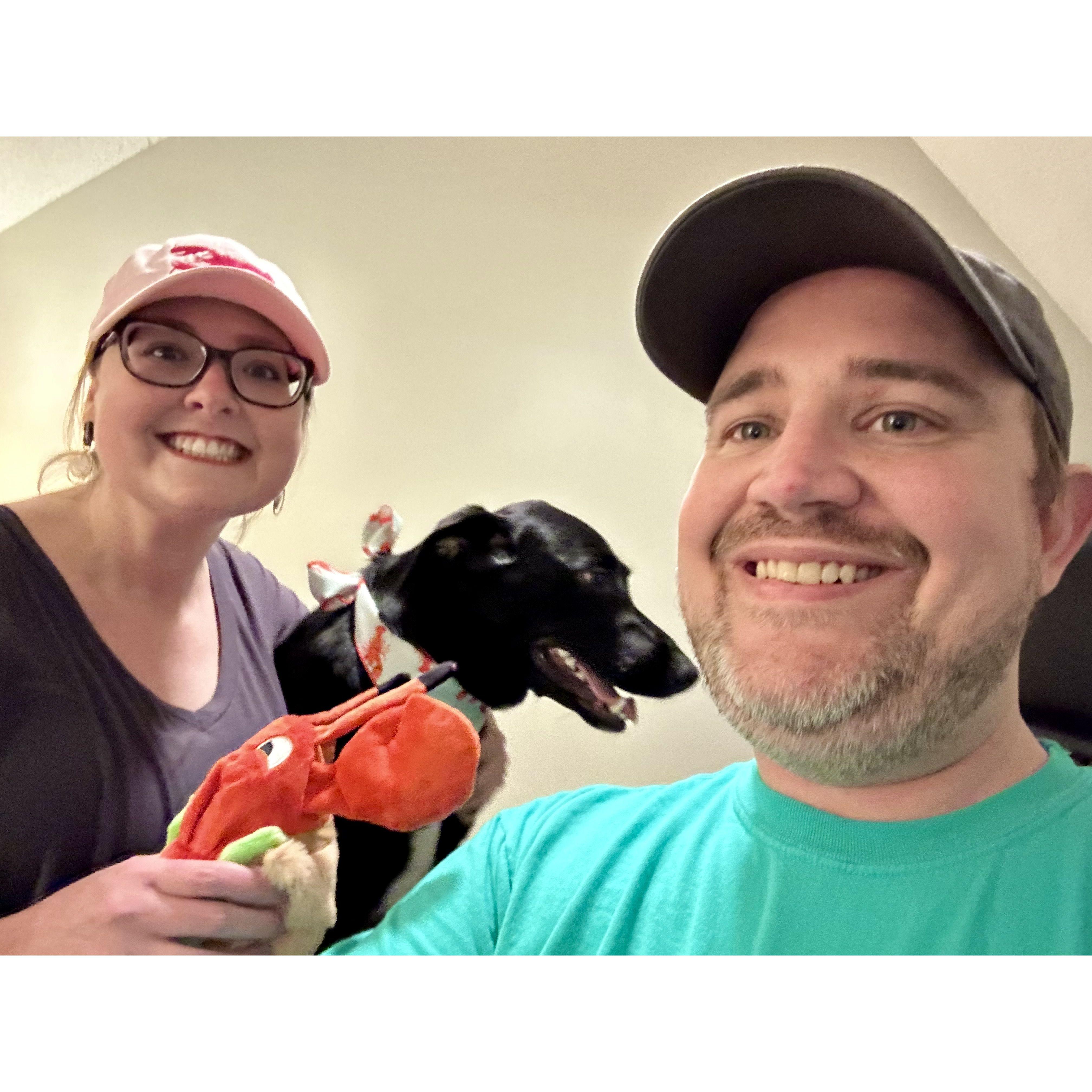 Our whole family was prepared for Lobster Fest at our church! But Luna never knew why she got so many lobster dog toys.