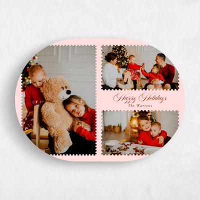 Pink Oval Holiday Card - Granville Landscape