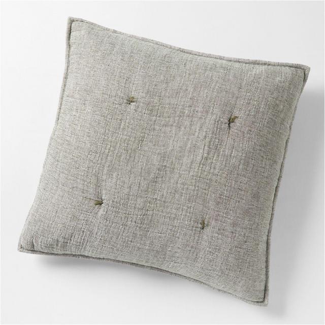 Aire Crinkle Organic Cotton Linen Blend Burnt Green Euro Bed Pillow Sham