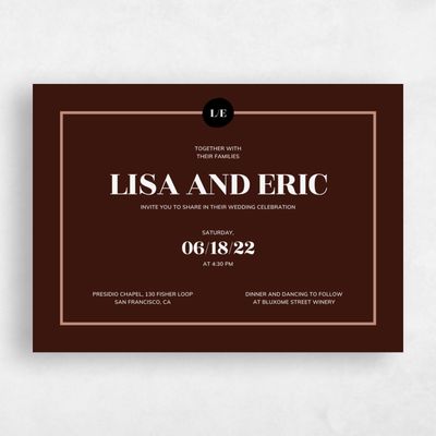 Chocolate, Brown Wedding Invitation - Braunfels Stamp