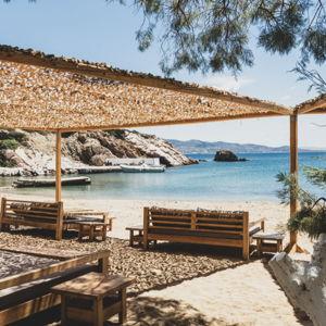 Day at a beach club in Greece