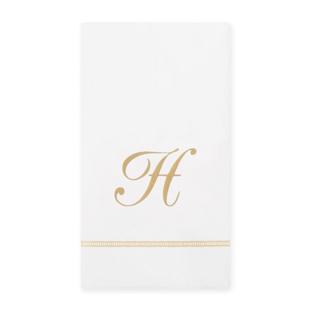Caspari 20-Count Gold Initial Monogram Letter "H" Paper Guest Towel Napkin