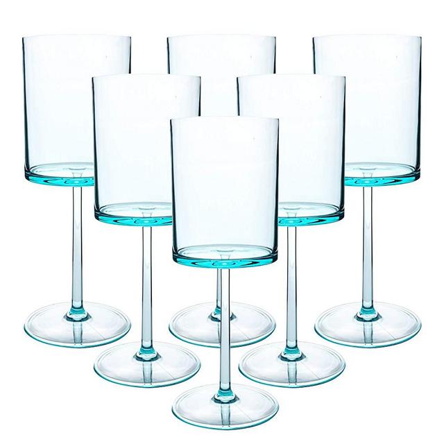 Classic Acrylic Premium Quality Plastic Tumblers |Set of Blue, 6 Each: 15-Ounce, Dishwasher Safe (Blue, 15-ounce)