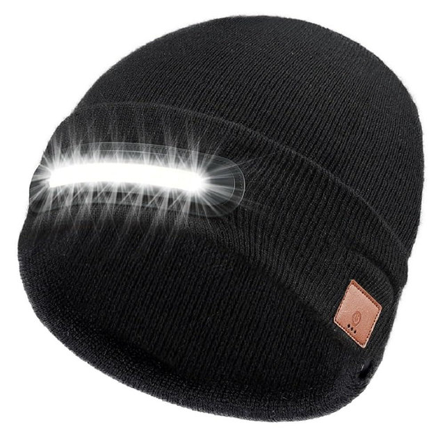 RANCOVY LED Beanie with Light, Unisex USB Rechargeable Headlamp Beanie Flashlight Beanie Hat for Men Women