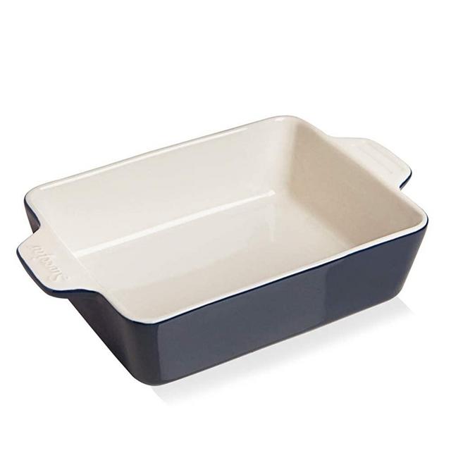 SWEEJAR Ceramic Baking Dish, Rectangular Small Baking Pan with Double Handles, 22OZ for Cooking, Brownie, Kitchen, 6.5 x 4.9 x 1.8 Inches(Navy)