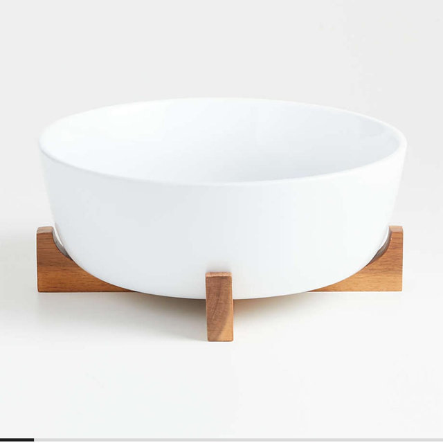 Oven-to-Table large Serve Bowl with Wood Stand