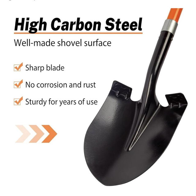VNIMTI Heavy Duty Gardening Shovel, 56 Inch Round Blade with Fiberglass Handle (Orange)