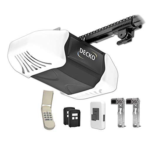 Decko 24300 3/4 Horse Power Heavy Duty Reduced Noise Chain Drive Garage Door Opener with 3 Function Locking Wall Control, Two - 3 Button Remotes and FREE Wireless Key pad