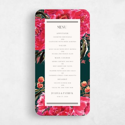 Green Rounded Wedding Menu - Waverly