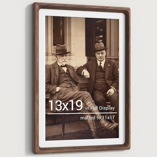 Heimlove 13x19 Picture Frames Natural Walnut,Original Wood Hand Make Crafted Certificate Frame with Mat to 11x17 Graduation Picture Display,Family Picture,Wedding Picture,Diploma,Photo Wall Mounted