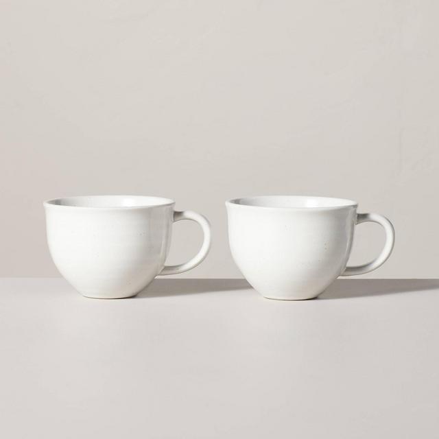2pk 15oz Flared Brim Stoneware Mugs Vintage Cream - Hearth & Hand™ with Magnolia