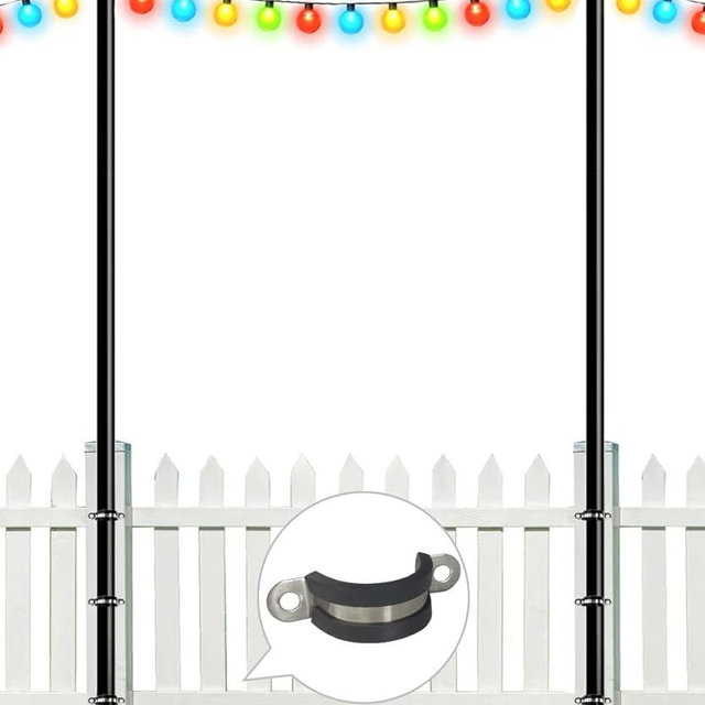 Queension 10FT Deck String Light Poles for Outdoor String Lights for Garden, Backyard, Patio Lighting Stand for Parties, Bistro & Weddings, 2 Pack