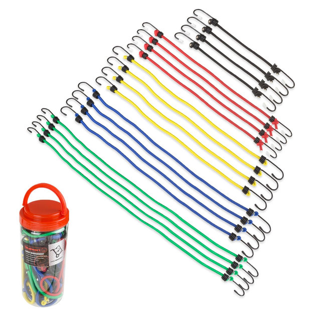 Fleming Supply Bungee Cord Assortment in Plastic Jar - 20 Pieces