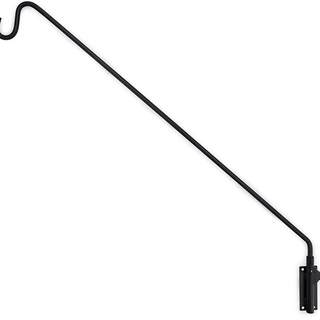 Gray Bunny Heavy Duty Extended Reach Wall Mounted Deck Hook/Wall Pole, 37 Inch, Black, Wall Bracket for Bird Feeders, Planters, Suet Baskets, Lanterns, Wind Chimes and More!