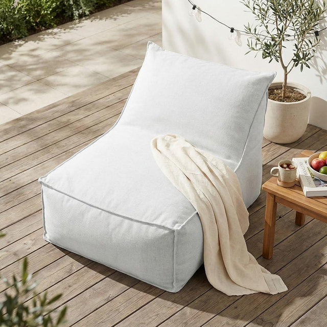 Merax Outdoor Bean Bag Chairs, 48" L Lounger Chair for Adults Bean Bag Couch Sofa with Foam Filled for Patio Pool Balcony & Desk, Water-Repellence Fabric Outside Beanbag Chair, Light Grey