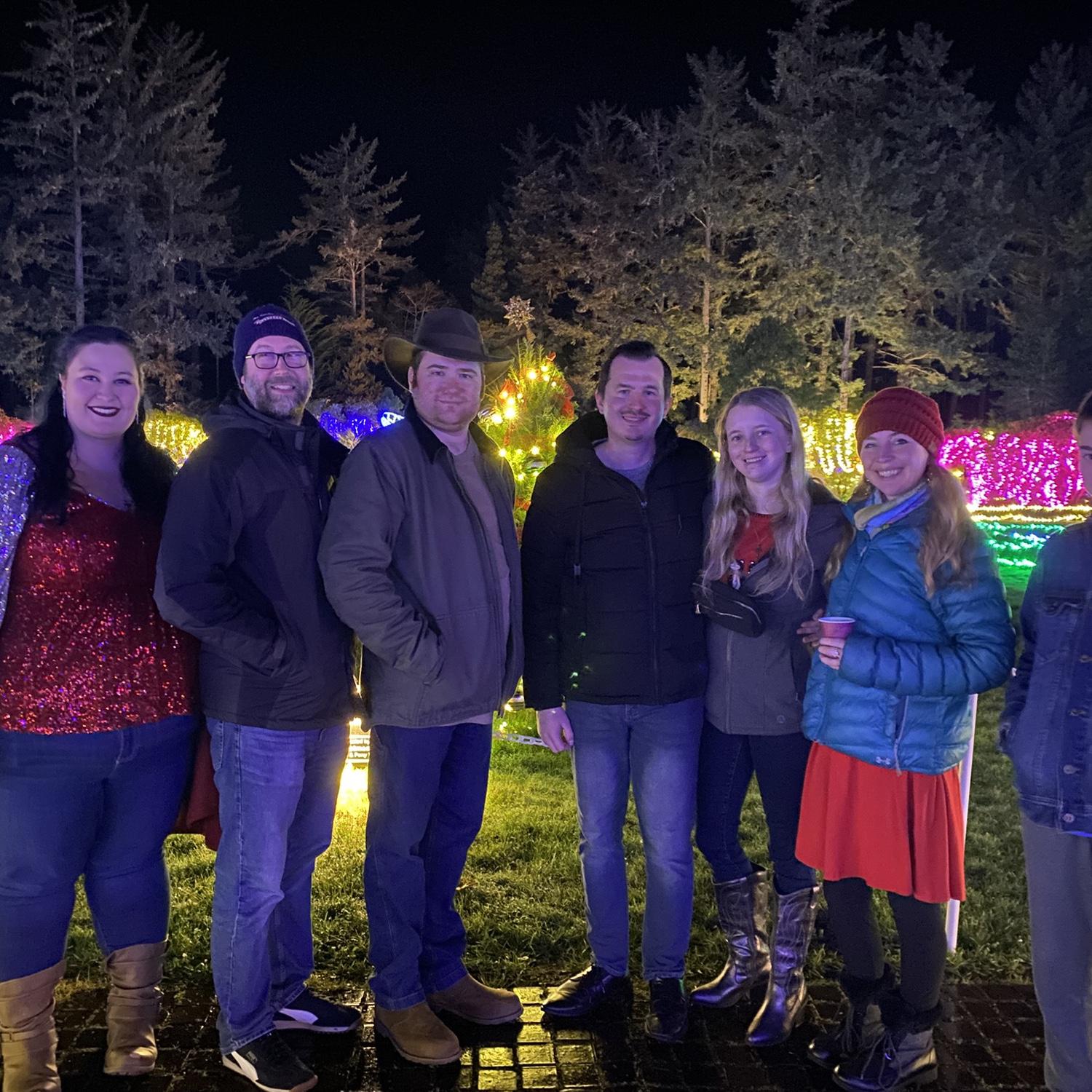 Snowy and Shane with friends at the Shore Acres lights