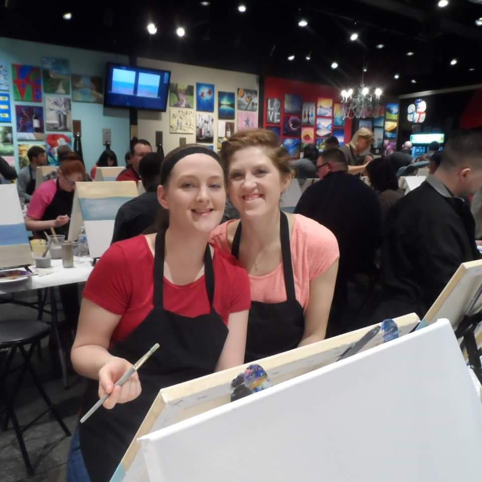 Our first time getting creative together at a Wine and Canvas!